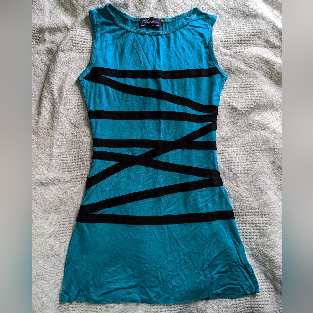 Vintage minidress bright teal Sz. XS